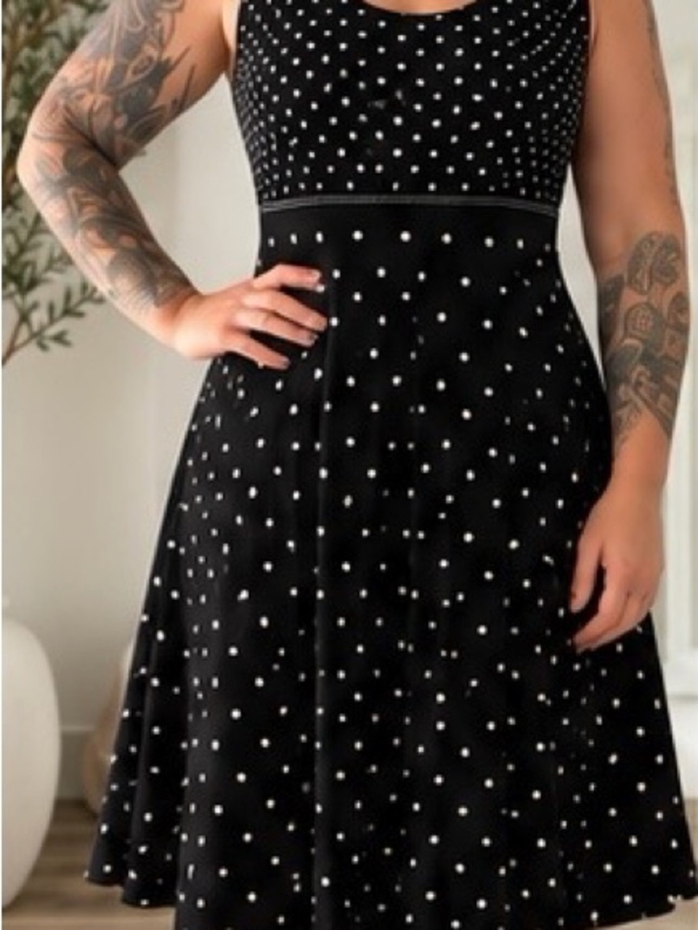Black Polka Dot Fit-and-Flare Dress
